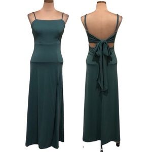 Birdy Grey Benny Bridesmaid Maxi Dress Size XS Teal Open Tie Back Formal Gown